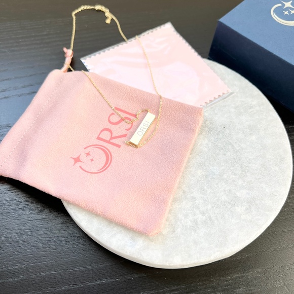 New ORSI Silver Morgan Bar Necklace Gold Plated - Picture 3 of 6